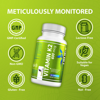 Vegan Vitamin K2 MK-7 600mcg | 90 Capsules | Supports Maintenance of Normal Bones | Made in UK by NutriZing